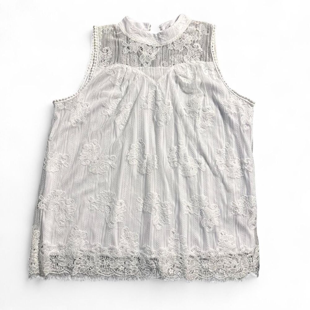 Shannon Ford New York size 2xl Lace Sleeveless boho western Women's White Blouse